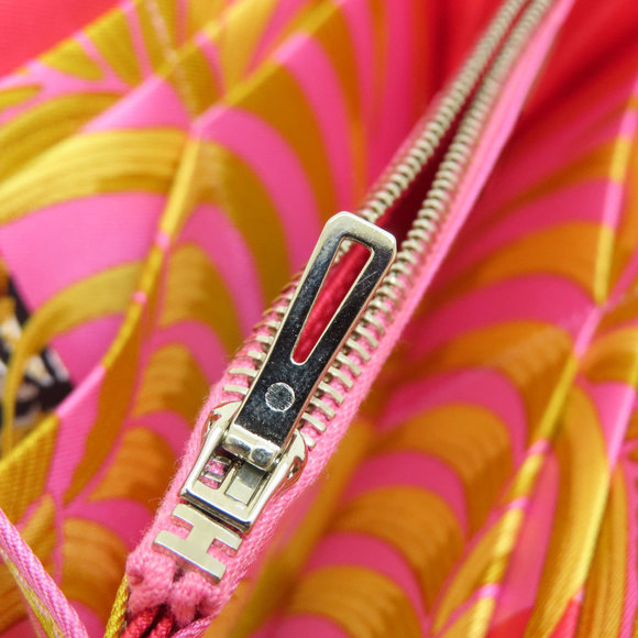 Hermes Azap Silk Red Silver Metal Fittings Long Wallet Coin Purse - Picture 7 of 9